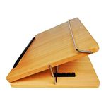 GoodWill Tech Laptop Table top, Natural Wooden Adjustable 12 X 16 Inch Laptop Elevator Writing Sketching Desk Stand (Wooden)