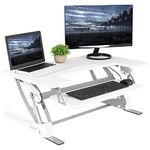 VIVO Height Adjustable 36 inch Stand up Desk Converter, Quick Sit to Stand Tabletop Dual Monitor Riser Workstation, White, DESK-V000VW…