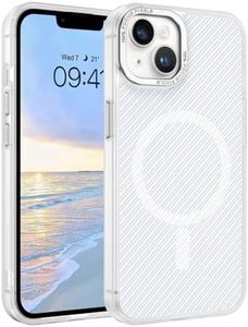 GUAGUA Funda para iPhone 13, iPhone 14 [compatible con MagSafe] Funda magnética para iPhone 13/14 Case Carbon Fiber Design Stoßfest Schutzhülle TPU+PC Slim Magnet Cover (6,1'') Blanco