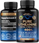 L Theanine 400 mg | L-Theanine Stress Relief | Extra Strength Supplement | Made in USA | Relaxation, Sleep & Calm Support | For Men & Women | Plant Based, Non-GMO & Gluten-Free | 120 Vegan Capsules