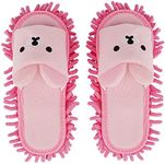 Liitrton 1 Pair Detachable Mop Slippers Shoes Microfiber Chenille Soft Comfortable Dust Dirt Hair Cleaner (Pink)