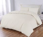 Sapphire Collection 100% Egyptian Cotton 300 Thread Count Duvet Cover With Pillow Case Bedding Set (Super King, Cream)