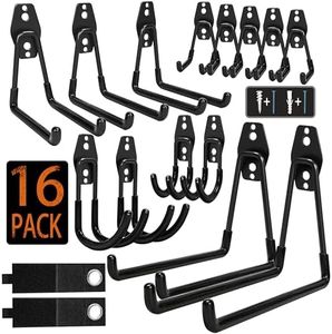 KOFANI Garage Hooks, 16 Pack Steel Heavy Duty Garage Storage Hooks with Anti-Slip Coating, Utility Garage Wall Mount Hooks for Hanging Bike, Ladder and Garden Tools