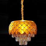 Gojeeva Pineapple Shape Full Golden Italian K9 Glass Crystal Decorative Premium and Luxury Exquisite Design Chandelier Ceiling Light | Chandelier Lamp | Pineapple Chandelier | Golden, Round, (300) mm