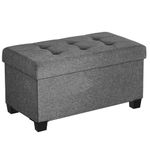 SONGMICS Storage Ottoman Bench, Foldable Ottoman Foot Rest with Legs, 38 x 76 x 40 cm, End of Bed Bench, Storage Chest, Load up to 660 lb, for Living Room, Bedroom, Entryway, Dark Grey LSF016G51