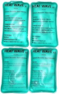 4 HEAT WAVE XT Extra Large Extra Long Lasting Instant Reusable Hand Warmers / Heat Packs; 3x6 inch - 2 pairs - Premium Quality - Medical Grade - MADE IN USA! (not China)