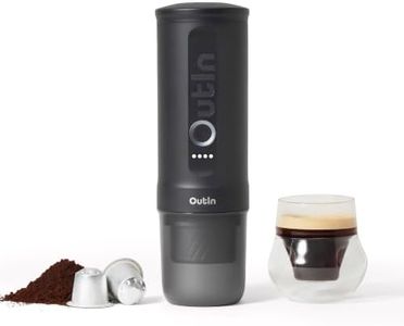 OutIn Nano 2 Portable Electric Espresso Machine, Travel Coffee Maker | Fast Self-Heating, 45W USB-C Fast Charging for Ground Coffee & NS Capsules, for Camping, RV, Hiking & Office, Space Gray