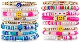 LieToi 16Pcs Preppy Heishi Bracelet