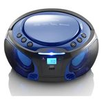 Lenco SCD-550 Party Boombox with Disco Lights / Portable Stereo with FM Radio, CD, Bluetooth and USB - Blue