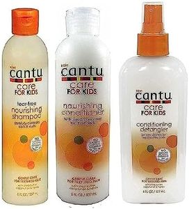 Cantu - Lot de 3 soins capillaires doux - enfant - shampoing/après-shampoing/démêlant pour cheveux frisés/ondulés, Apaisant,Conditionnement,Hydratant,Nourrissant