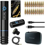 Ambition Complete Tattoo Kit - Wireless Tattoo Machine with 2pcs Power Supply Coreless Motor 20pcs Tattoo Cartridge Needles Rotary Tattoo Cartridge Pen with 1500mAh Power Supply Digital LCD Display