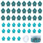 SUNNYCLUE 1 Box 100Pcs 2 Size 6mm 8mm Turquoise Turtle Beads Charms Ocean Sea animal Carved Spacer Beads with 10m Elastic Thread for Jewerlley Making Bracelet Necklace Earring DIY Crafts Women Adult