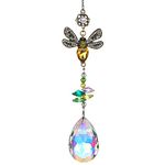 H&D HYALINE & DORA Crystal Colorful Bee Rhinestones Suncatcher,Crystal Prism Sun Catcher for Window,Glass Ball Hanging Ornament, Rainbow Maker Home Decor