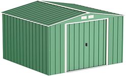 Duramax ECO 10 x 10 (9.74 m2) Metal Garden Storage Shed, Hot-Dipped Galvanized Metal Garden Shed, Tool Storage Shed, Strong Reinforced Roof Structure, Maintenance-Free Metal Shed, Green