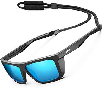 ATTCL Sports Polarized Sunglasses For Men: TR90 Rectangle Frame UV Protection Sunglass for Running Driving Fishing 1124 C13-Black-Black-blue