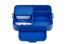 Mepal Bento Box Large - Lunch Box with Bento Box - for 4 Sandwiches or 8 Slices of Bread - Lunch Box for Sandwiches, Small Snacks & Left Overs - Lunch Box Adults - Vivid Blue