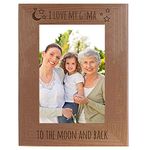 CustomGiftsNow I Love My G-Ma To The Moon And Back - Engraved Natural Alder Wood Hanging/Tabletop Picture Memory Family Memorial Photo Real Wooden Frame