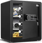 Kavey 2.0 Cub Safe Box, Home Safe with Dual Warning Alarm and LED Light, Money Safe with Digital Touch Screen Keypad and Double Removable Shelf, Safe Box for Home Hotel Office