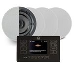 Q Acoustic E120 Black DAB+ Digital Radio and Bluetooth Ceiling Speaker System - Touch Screen Wall Panel 4x QI65CB
