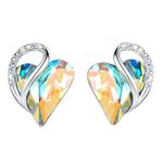 Leafael Infinity Love Heart Earrings for Women, Birthstone Crystal Earrings with Healing Stones, Allergy-Free Jewelry for Women with Gift Box, Silver-tone Crystal Stud Earrings for Women