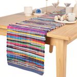 Multicolor Cotton Chindi Boho Table Runner 14x72 Inch Solid Soft Long Lasting Reversible Rustic Table Runner for Wedding Birthday Party Decoration Kitchen Dining Table Runners