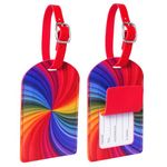 flintronic Travel Luggage Tags, 2PCS Baggage Labels, Suitcase ID Tags, Handbag Tag Labels, Luggage Suitcases Tags for Preventing Loss of Bags and Suitcases-Spinning Rainbow