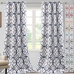 H.VERSAILTEX Blackout Curtains Printed Design 96 Inch Length 2 Panels Set Thermal Insulated Curtains for Bedroom for Living Room Modern Grommet Window Drapes - Dark Denim and Grey