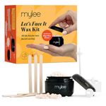 Mylee Let’s Face It Wax Kit – Professional Facial Waxing Kit with Black Mini Heater, 50g Precision Face Wax Beads (Peach & Chamomile), Wooden Waxing Spatulas, Ear & Nose Wax Applicators & USB Cable