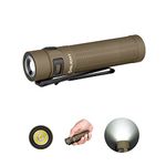 OLIGHT Baton 3 Pro Max 2500 Lumens EDC Rechargeable LED Torch,High Lumens Pocket Flashlight with Safety Proximity Sensor for Outdoors,Indoors and Emergency,Desert Tan(Cool White: 5700K~ 6700K)