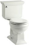 KOHLER K-3933-NY Memoirs Stately Comfort Height Two-Piece Round-Front 1.28 GPF Toilet with Aqua Piston Flush Technology and Left-Hand Trip Lever, Dune