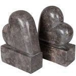 Creative Home 33065 2 Piece Genuine Charcoal Marble Stone Heart Shapped Bookends Set