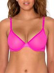 Smart & Sexy Women's Sheer Mesh Demi Underwire Bra, Available in Single and 2 Packs!, Electric Pink (Mesh), 16D