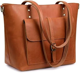 S-ZONE Women Vintage Genuine Leather Tote Bag Large Shoulder Purse Work Handbag