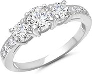 MAX + STONE 1 Carat Cubic Zirconia Engagement or Anniversary Eternity Three Stone Ring for Women in 10k White Gold (1.0 ct.tw) Size 6