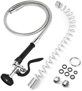 Spray Valve with 60" Flexible Stainless Steel Hose & Pre-Rinse Overhead Spring, Commercial Faucet Flexible Hose with Spray Head Replacement Kit for Commercial Restaurant Industrial Kitchen Sink Faucet