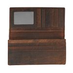 Genuine Leather Slim Men's Tall Full Grain Vintage Crazy Horse Leather Long-Wallet Bifold Wallet (Brown)