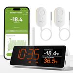 MOCREO WiFi Remote Thermometer, 0.3 km Long Freezer Alarm, with IP67 Waterproof Probe, Email Alert via App, with Digital Monitor Hub, 2 Sensors