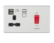 45A Cooker Switch with 13A Socket And Dual USB Charger