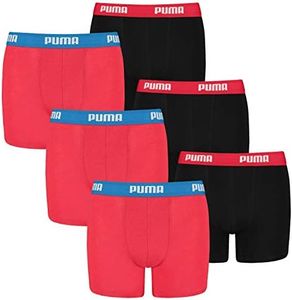PUMA 6 ER Pack Boxer Boxershorts Boys Children Pant Underwear, Farben:786 - Red/Black, Kids konfektionsgröße:140