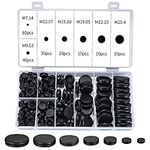 200 Pieces Rubber Grommets Kit, Black Rubber Hole Plugs Electrical Wire Gaskets Assortment for Car, Boat, Pump, Plumbing, Cables Plugs, Wiring, Electrical Conductor Rubber Grommets