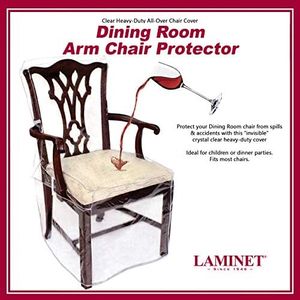 LAMINET Heavy-Duty Crystal-Clear Dining Chair with Arms Protectors - Protects Your Dining Room Chair All-Over from Dust, Dirt, Spills, Pet Hair and Dander, Paws and Claws! - Set of 1