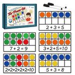 Torlam Giant Magnetic Ten-Frame Set - Math Manipulatives for Elementary - 5 Ten Frames & 55 Magnetic Math Counters for Kids, Math Games for Kindergarten (Upgraded Version for Hand-held & 2 Black Pens)