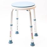 ElderEase Round Shower Stool | Swivel and Turning Seat | Height Adjustable Bath Stool | Rust Proof Aluminum Frame (Blue & White)