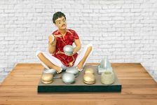 Niharika Collections Krishnanagar Handmade Clay Gift & Decor Sitting Human Figure Miniature Idol -Kitchen Utensils Maker -Basic