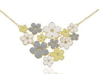 Alilang Contemporary Golden Tone Multicoloureded Cluster Flower Fashion Necklace