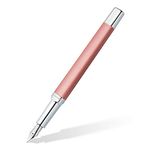 STAEDTLER Triplus 474 F Fountain Pen Radiant Rose, Premium Quality Metal Casing in Ergonomic Triangular Shape, Steel Nib F, with Blue Ink Cartridge 474 F20-3