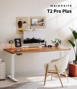 MAIDeSITe Electric Standing Desk Frame – Dual Motor, Height Adjustable, White