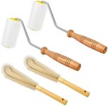 Akamino 2 Pcs Honey Extractor Uncapping Needle Roller and 2 Pcs Cleaning Bee Brush, Honey Extractor Equipment with Wooden Handle for Beekeeper Honeycomb Beekeeping Tool