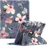 Fintie Rotating Case for iPad Pro 12.9-inch 6th Generation 2022-360 Degree Swiveling Protective Cover with Pencil Holder, Auto Sleep/Wake, Also Fit iPad Pro 12.9" 5th/4th/3rd Gen, Blooming Hibiscus