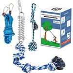 Spring Pole Dog Rope Toys: Dog Rope Pull & Tug of War Toy with a Big Spring Pole Kit & 2 Strong Dog Rope Toys & 16ft Rope - Muscle Builder Interactive Dog Toy for Pitbull Medium Large Dog Alaska